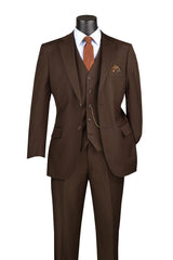 Vinci Brown Regular Fit 3 Piece Suit - V2RS-7
