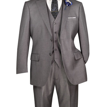 Vinci Medium Gray Regular Fit 3 Piece Suit - V2RS-7