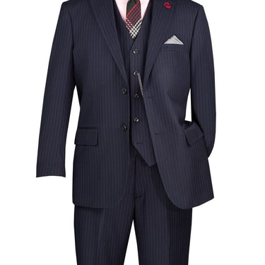 Vinci Navy Regular Fit 3 Piece Suit - V2RS-7
