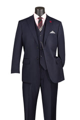 Vinci 3 Piece Regular Fit Suit in Navy - V2RS-7