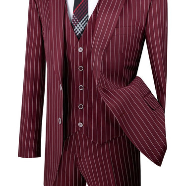 Vinci Burgundy Regular Fit 3 Piece Suit - V2RS-9