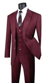 Vinci 3 Piece Regular Fit Suit in Burgundy - V2RS-9