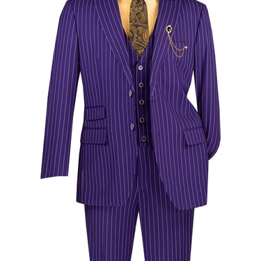 Vinci Purple Regular Fit 3 Piece Suit - V2RS-9