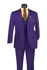 Vinci 3 Piece Regular Fit Suit in Purple - V2RS-9