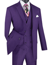 Vinci 3 Piece Regular Fit Suit in Purple - V2RW-13
