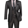 Vinci Black Regular Fit 3 Piece Suit - V2RW-7