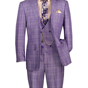 Vinci Light Purple Regular Fit 3 Piece Suit - V2RW-7
