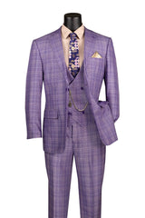 Vinci 3 Piece Regular Fit Suit in Light Purple - V2RW-7