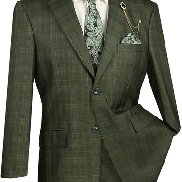 Vinci Olive Regular Fit 3 Piece Suit - V2RW-7