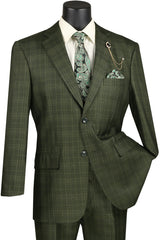 Vinci 3 Piece Regular Fit Suit in Olive - V2RW-7