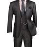 Vinci Black Regular Fit 3 Piece Suit - F-V2RW7