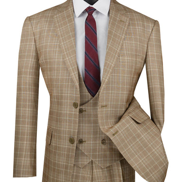 Vinci Camel Regular Fit 3 Piece Suit - V2RW-7