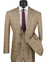 Vinci 3 Piece Regular Fit Suit in Camel - V2RW-7