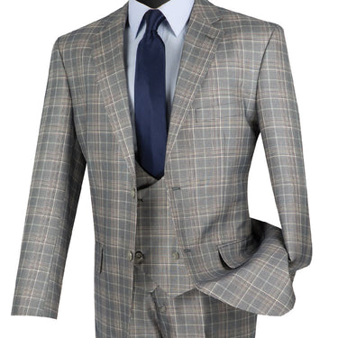 Vinci Gray Regular Fit 3 Piece Suit - V2RW-7