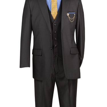 Vinci Black Regular Fit 3 Piece Suit - F-V2TR
