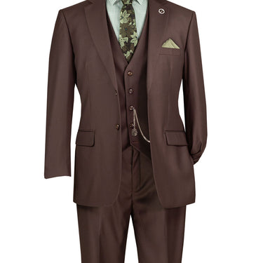 Vinci Brown Regular Fit 3 Piece Suit - V2TR