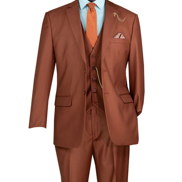 Vinci Cognac Regular Fit 3 Piece Suit - V2TR