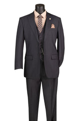 Vinci 3 Piece Regular Fit Suit in Heather Gray - V2TR