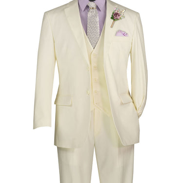 Vinci Ivory Regular Fit 3 Piece Suit - V2TR