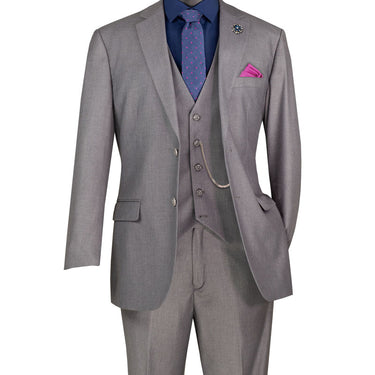 Vinci Medium Gray Regular Fit 3 Piece Suit - V2TR