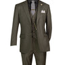 Vinci Olive Regular Fit 3 Piece Suit - V2TR