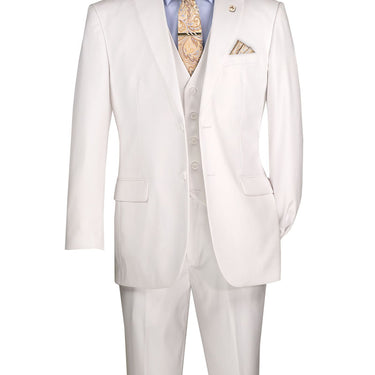 Vinci White Regular Fit 3 Piece Suit - V2TR
