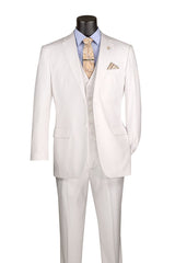 Vinci 3 Piece Regular Fit Suit in White - V2TR