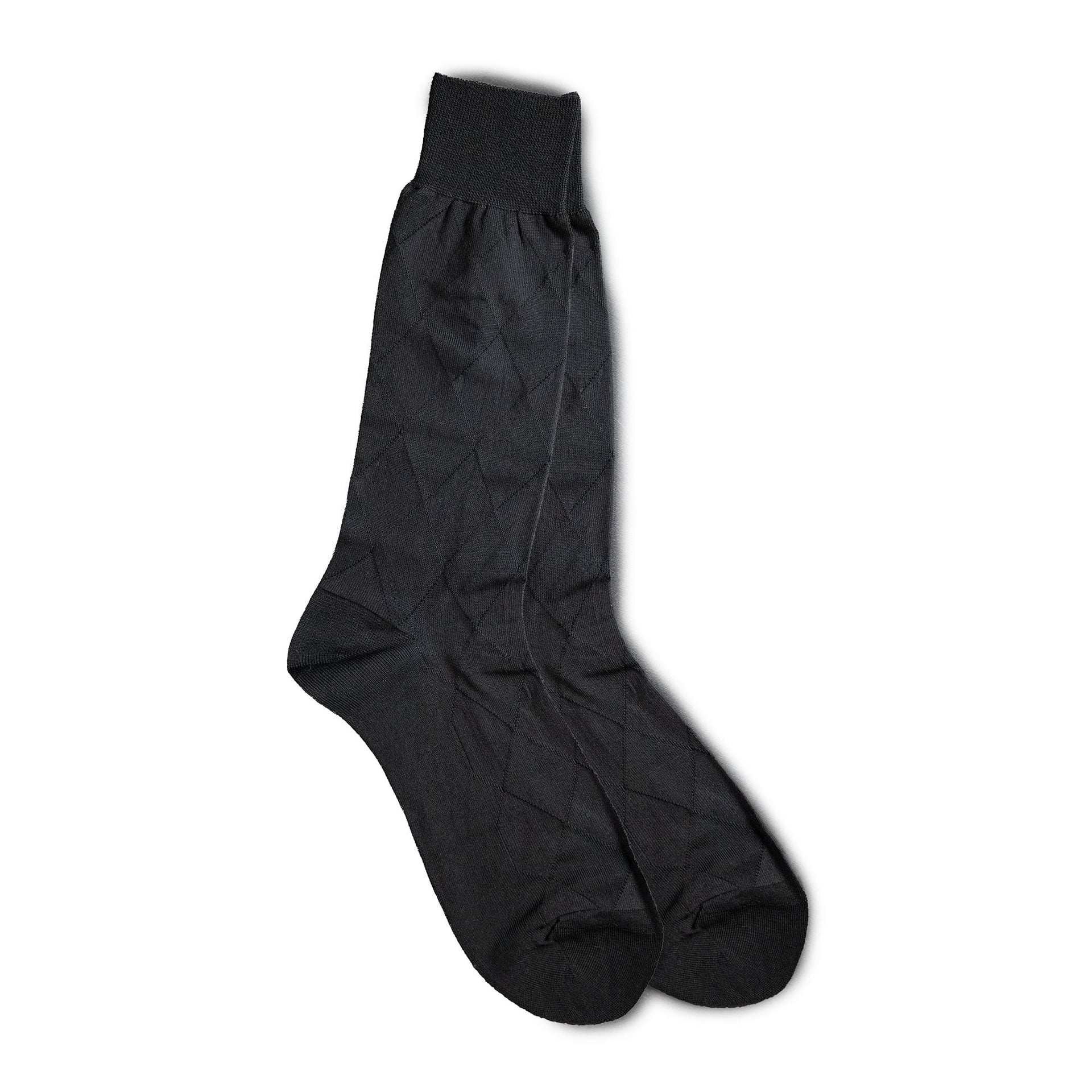 Vannucci Men's Mercerized Cotton Diamond Pattern Dress Socks