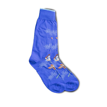 Vannucci Patterned Dress Socks Mercerized Cotton, Mid-Calf Length in Royal Blue