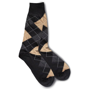Vannucci Argyle Dress Socks Mercerized Cotton, Mid-Calf Length in Black