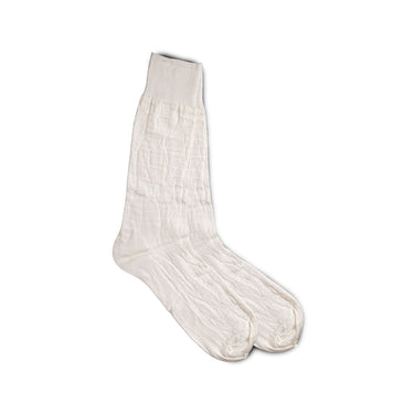 Vannucci Imperial Croco Dress Socks Mid-Calf Length in Ivory #color_ Ivory
