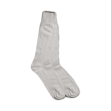 Vannucci Imperial Wave Dress Socks Mid-Calf Length in Ivory #color_ Ivory