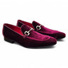 Carrucci Shoes Velvet Buckle Loafer Black Formal in Burgundy