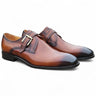 Carrucci Shoes Single Monk Strap Brown Leather Loafer in Cognac