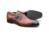 Carrucci Shoes Single Monk Strap Brown Leather Loafer