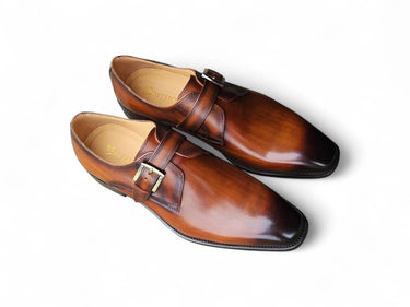 Carrucci Shoes Single Monk Strap Brown Leather Loafer