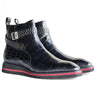 Vesper Cross Strap Buckle Boot in Black #color_ Black