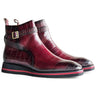 Vesper Cross Strap Buckle Boot in Burgundy #color_ Burgundy