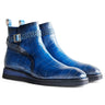 Vesper Cross Strap Buckle Boot in Navy #color_ Navy