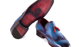 Paul Parkman Men's Wingtip Leather Tassel Loafers in Blue