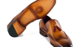 Paul Parkman Men's Wingtip Leather Tassel Loafers in Brown