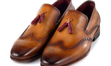 Paul Parkman Men's Wingtip Leather Tassel Loafers in Brown