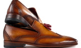 Paul Parkman Men's Wingtip Leather Tassel Loafers in Brown