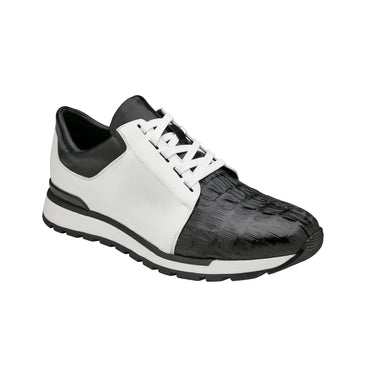 Belvedere Titan in Black / White Caiman Crocodile & Leather Sneakers in #color_