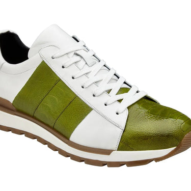 Belvedere Blake in Lime / White Color Block Exotic Skin Sneakers in #color_