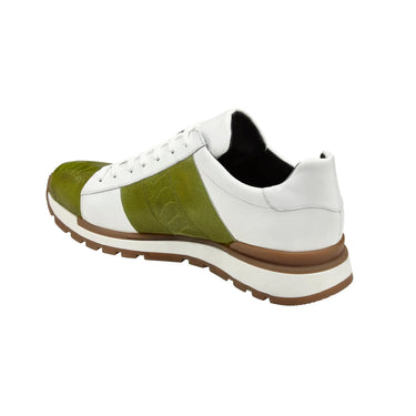 Belvedere Blake in Lime / White Color Block Exotic Skin Sneakers in #color_
