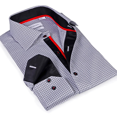 White & Grey Twill Shirt // Tailored (Slim) Fit