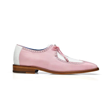 Belvedere Etore in Pink / White Ostrich Leg & Leather Oxfords in Pink White #color_ Pink White