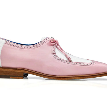Belvedere Etore in Pink / White Ostrich Leg & Leather Oxfords in Pink / White