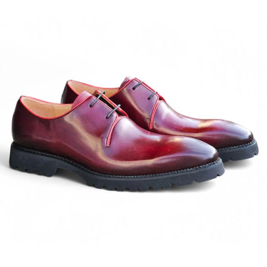 Carrucci Shoes Whole Cut Derby Lug Sole Dress Shoe in Burgundy